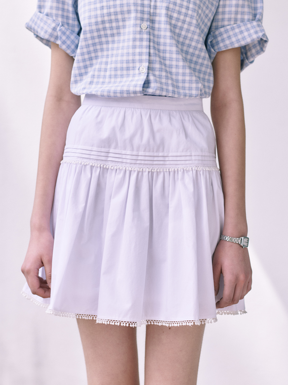 Shirring Lace Mini Skirt_2color