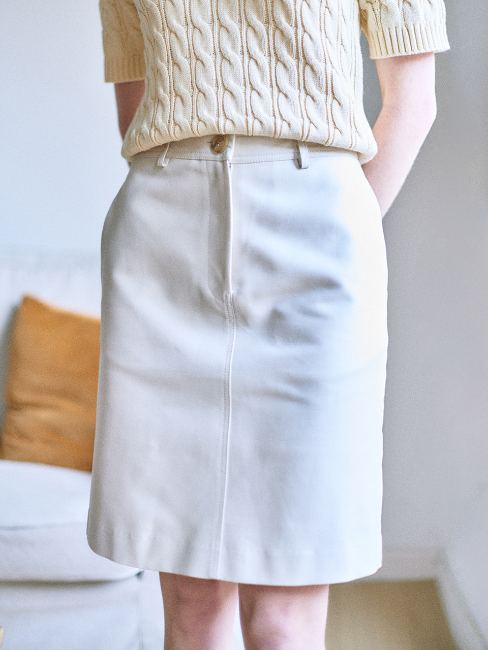 Cotton Midi skirt_2color