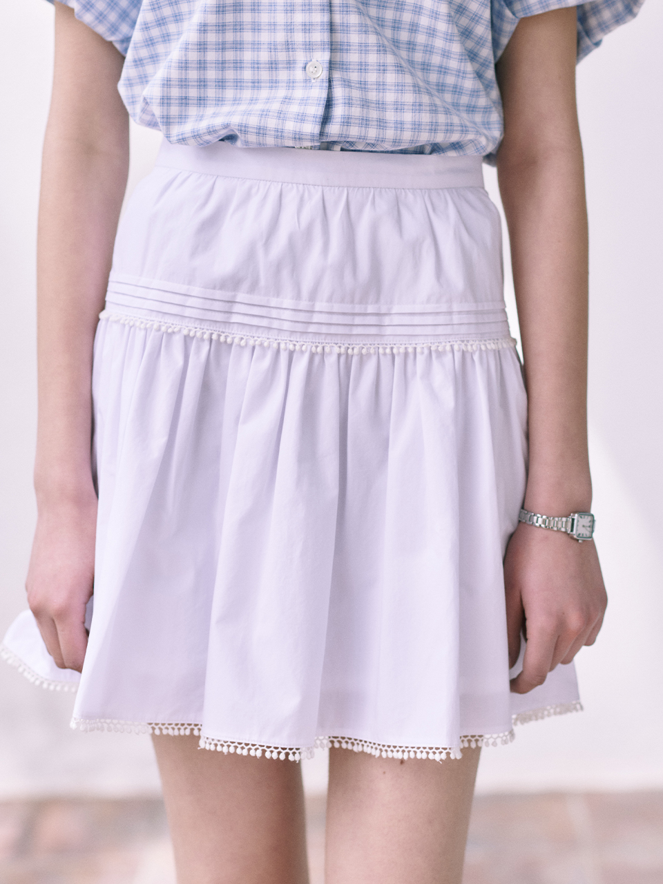 Shirring Lace Mini Skirt_2color