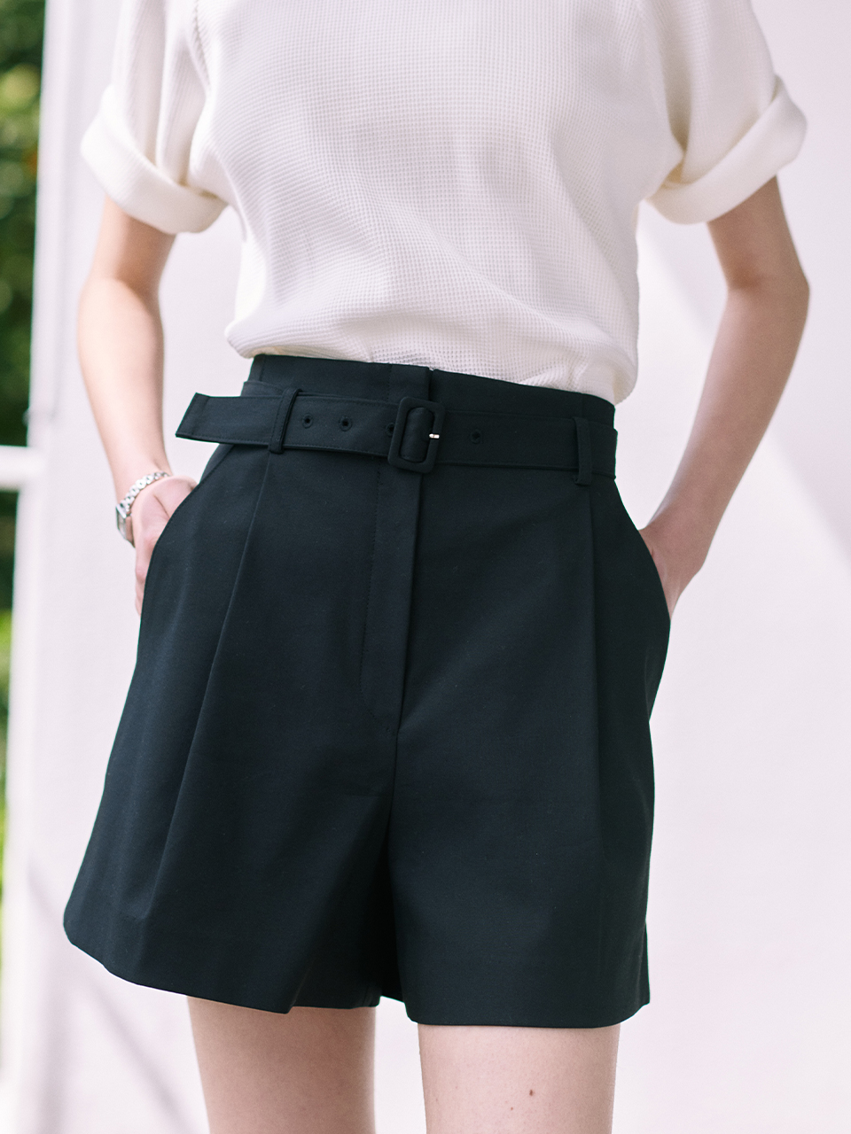 Belted Pintuck Short Pants_3color
